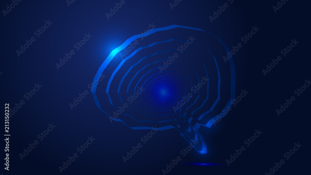 Poster ai artificial intelligence, brain profile, science and technology and engineering concepts