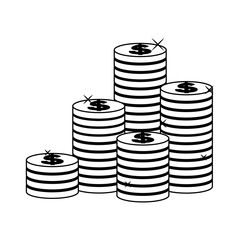 Coins stacked isolated vector illustration graphic design