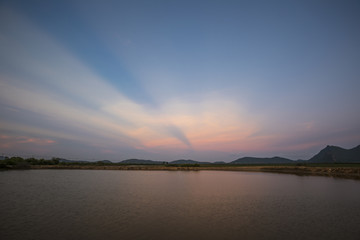 Beautiful natural of the colorful sky at Khao Sam Roi Yot National Park, Kui Buri District, Prachuap Khiri Khan, Thailand
