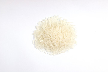 rice whole grains on white background