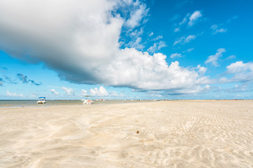 Paradise tropical Beach with boats in Brazil, Carneiros Beach, Pernambuco