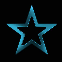 Blue Star Icon. 3D Gold Render Illustration