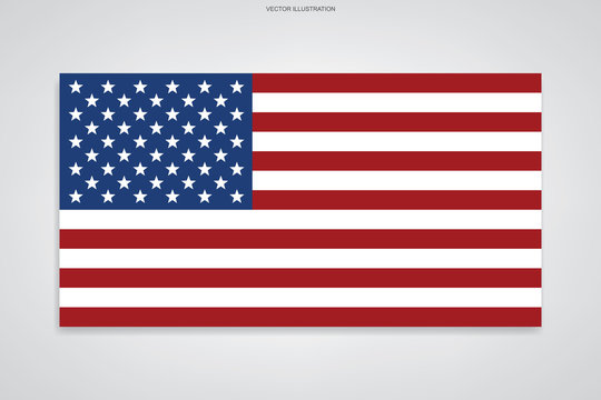 American flag on white background. Vector.