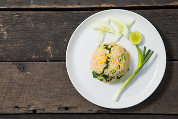 Fried rice on white disk thai food style