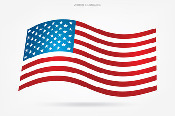 Abstract American flag on white background. Vector.