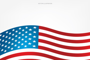 Abstract American flag on white background with area for copy space, graphic design and text. Vector.