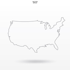 Map of USA. Outline of 