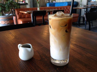 A cup of ice cafe latte served cold