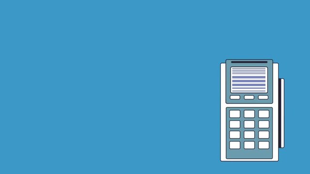 Dataphone electronic payment over blue background High Definition animation colorful scenes