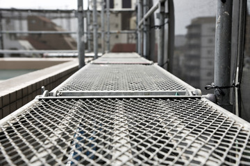 Repair construction site, temporary scaffolding, Japan