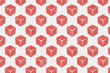 Abstract red box pattern on paper textured background