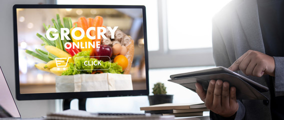 shopping groceries on online supermarket for food grocery shop
