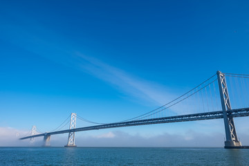 Fototapeta na wymiar Bay Bridge in dense fog