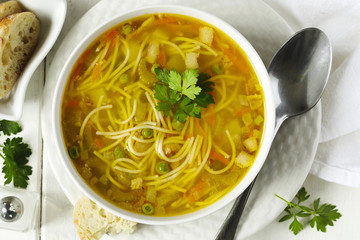 Soup with pasta and vegetables