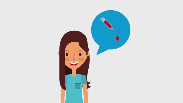 Professional Nurse Talking Donation Syringe Blood Animation Hd