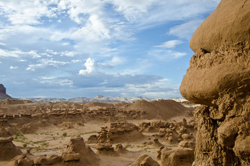Looking out and across the open area of the goblin valley state park. 