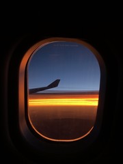 Fototapeta premium Sunrise at airplane
