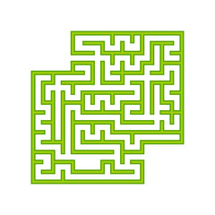 Green square labyrinth. A game for children. Simple flat vector illustration isolated on white background. With a place for your images.