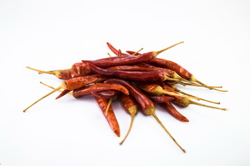 Dried Whole Red Chili isolated on a white background