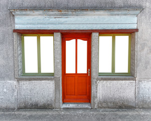 vintage facade or entrance to shop or store.