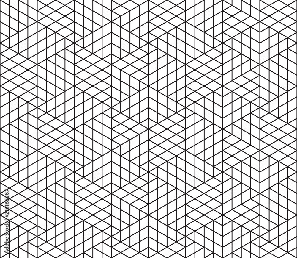 Fototapete Abstract geometric pattern vector background of seamless mosaic grid lines with wireframe pattern