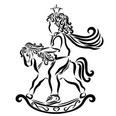 Little prince on a rocking horse, pattern