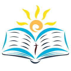 The sun is shining with the open bible