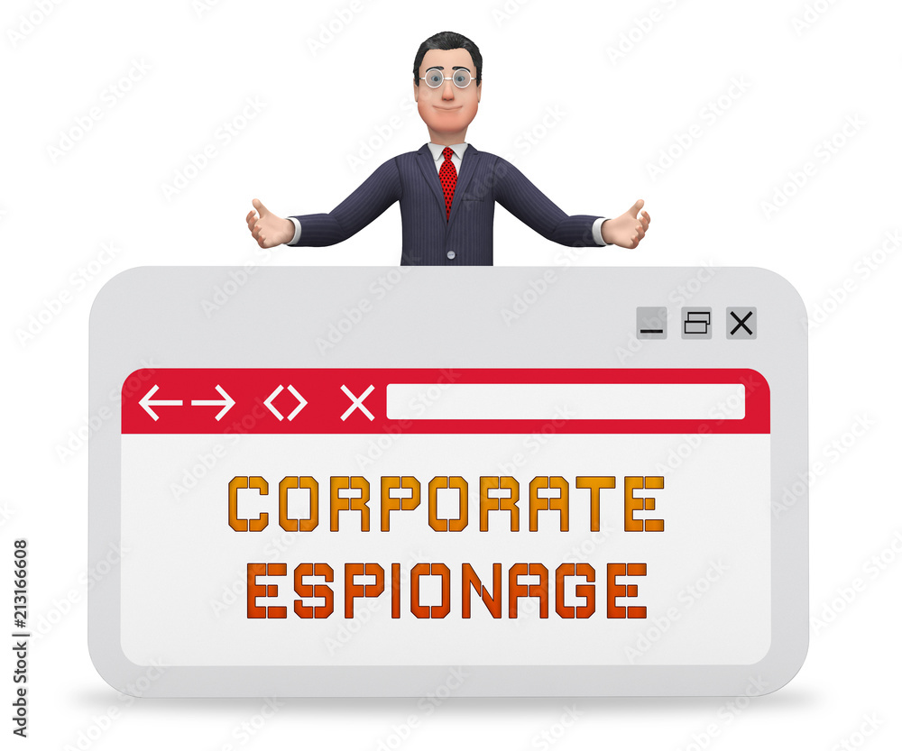 Poster corporate espionage covert cyber hacking 3d rendering