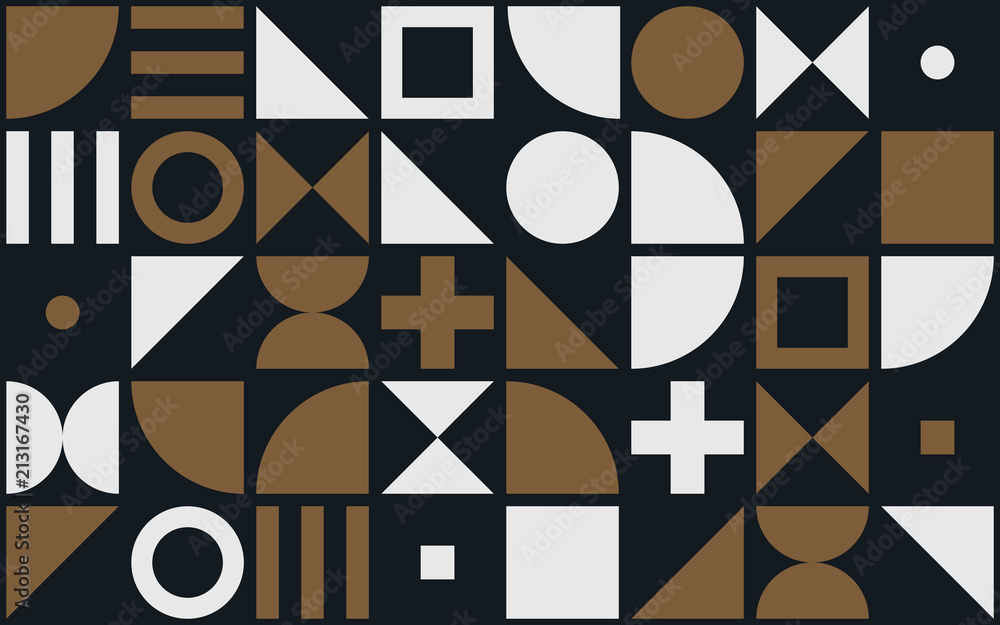 Poster bauhaus art vector pattern background of geometric shapes and simple elements of circles, triangles 