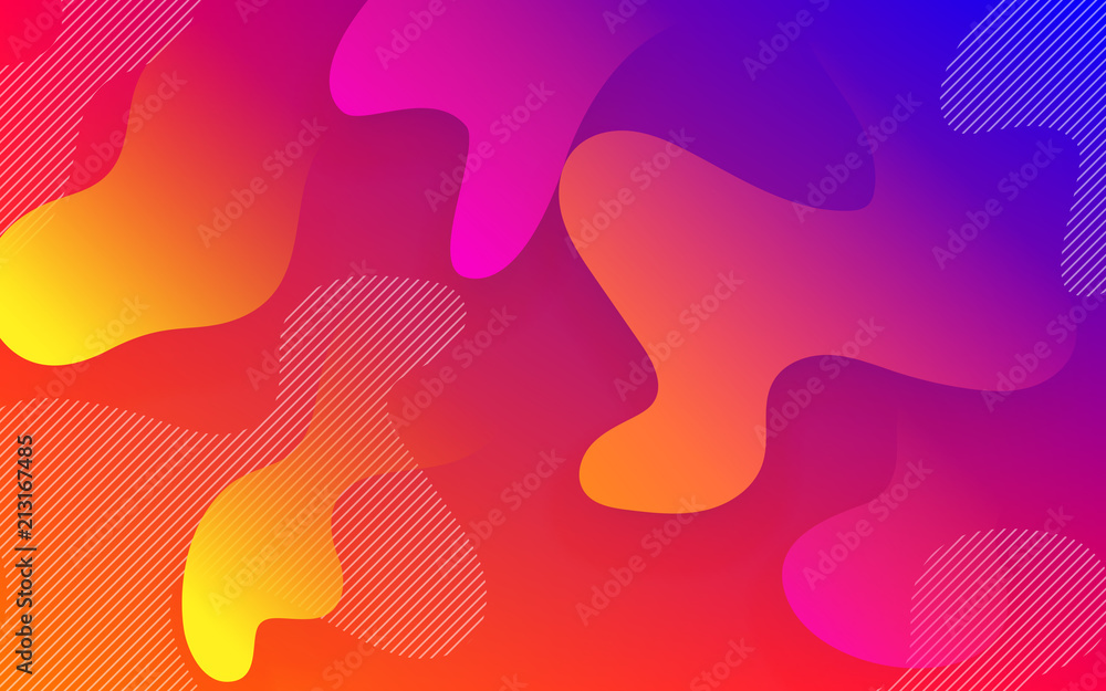 Aufkleber Abstract color pattern of neon liquid gradient background with modern geometric fluid shapes in dynamic motion