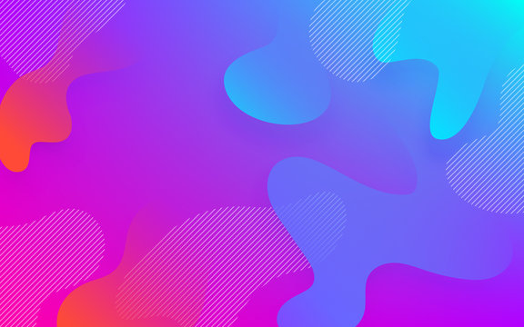 Abstract fluid color pattern of neon color liquid gradient background with modern geometric dynamic motion style