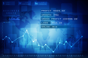 2d rendering Stock market online business concept. business Graph 
