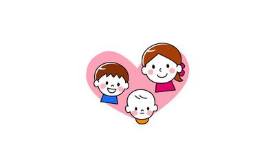 Mother and child smile heart