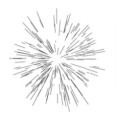 Speed lines. Radiating from the center of thin beams, lines. Vector illustration. Icon black on white. 