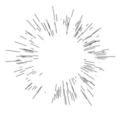 Fototapeta premium Speed lines. Radiating from the center of thin beams, lines. Vector illustration. Icon black on white. 