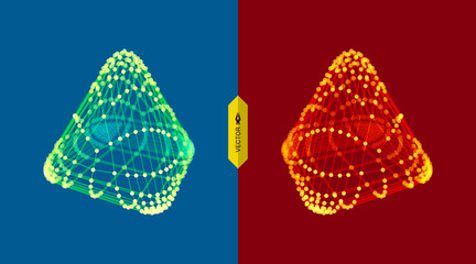 Pyramid. Molecular grid. 3d technology style. Vector illustration. Futuristic connection structure for chemistry and science.