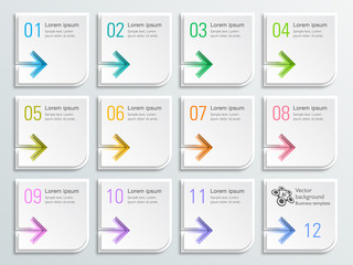 Infographics Vector Arrow Buttons, 12-Step