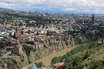 Aerial view on tiblisi, georgia