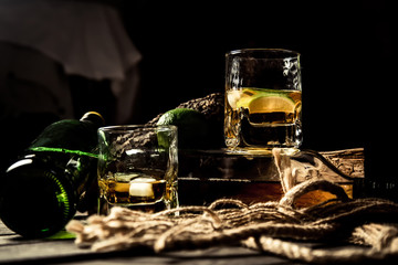 Delicious elite alcohol, rum whiskey tequila bourbon