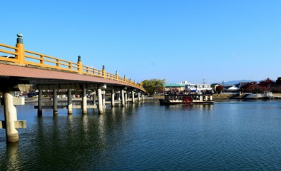 瀬田川と瀬田の唐橋、滋賀県、日本