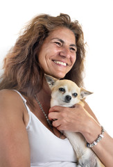 woman and chihuahua