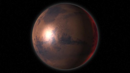 Animation planet Mars on a black background with stars