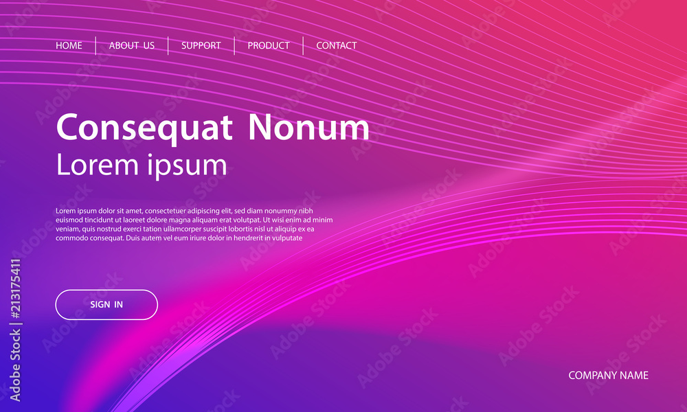 Poster website template design and landing page line dynamic shapes background. vector illustration for app