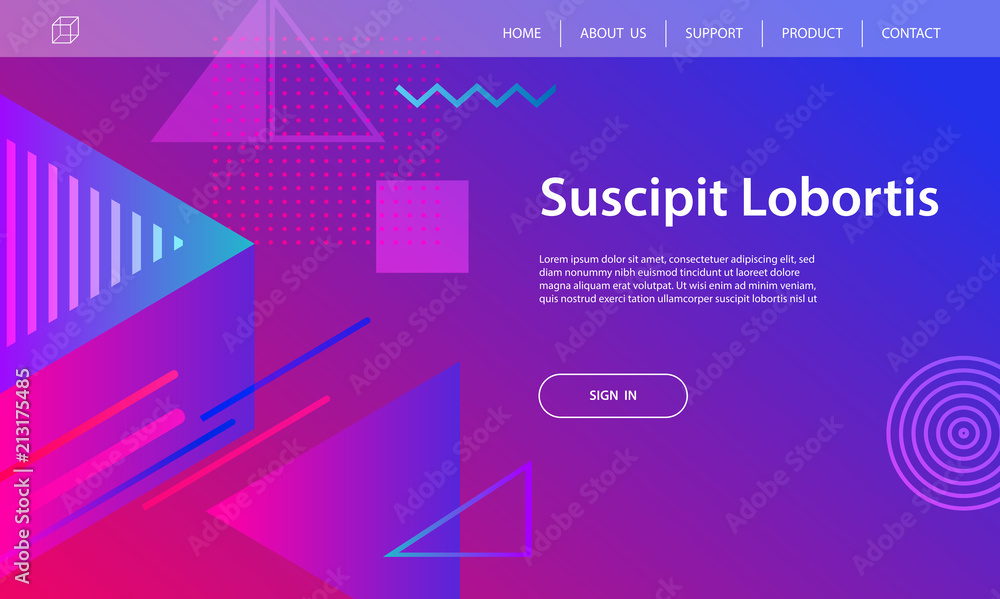 Poster website template design and landing page geometric shapes background. vector illustration for apps d