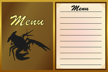 a cafe menu, a restaurant with a lobster logo or crustacean. vector