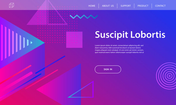 Website template design and landing page geometric shapes background. Vector illustration for apps development, mobile, ui template.