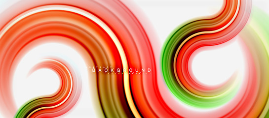 Rainbow fluid color line abstract background - swirl and circles, twisted liquid colours design, colorful marble or plastic wavy texture backdrop, multicolored template for business or technology