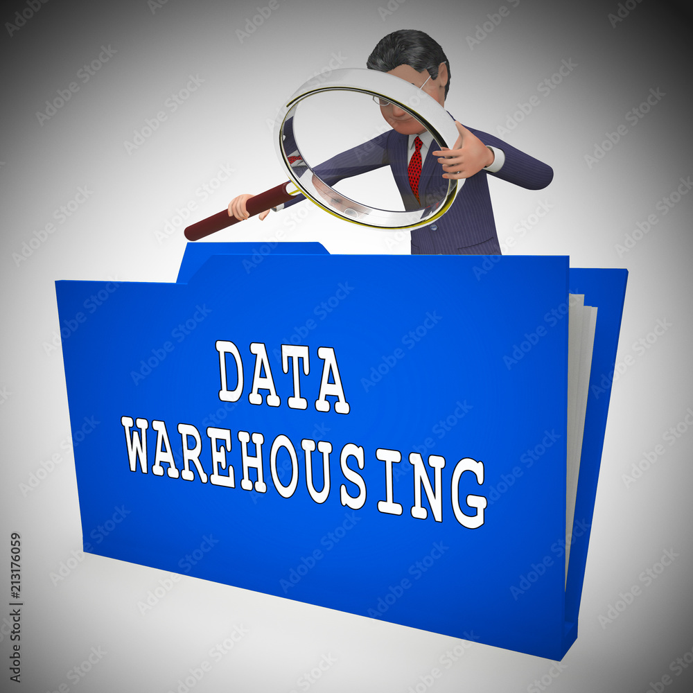 Poster data warehousing datacenter resources storage 3d rendering