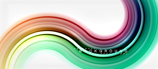 Rainbow fluid color line abstract background - swirl and circles, twisted liquid colours design, colorful marble or plastic wavy texture backdrop, multicolored template for business or technology