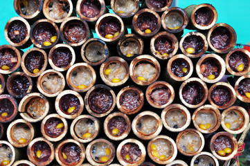 Red Bean Sweet Corn Dessert prepared in bamboo cylinder, bulk, for sale